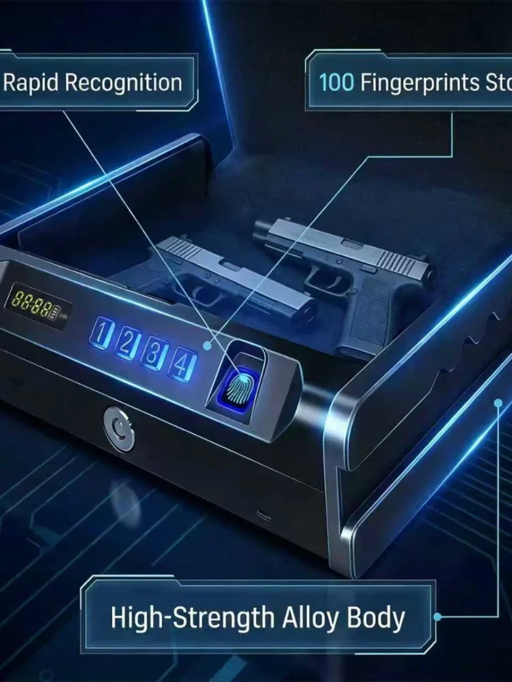 Biometric Quick Access Gun Safe ,3-Ways Unlock Fingerprint Digital PIN Key